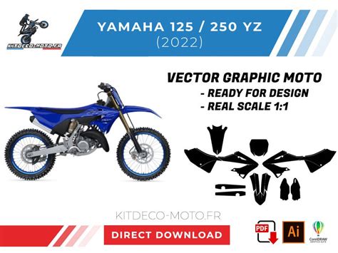 Template Yamaha 125 250 Yz 2022 2024 Vector Boutique Kit Déco Moto