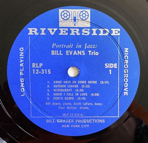 Popsike Bill Evans Trio Portrait In Jazz Riverside Rlp Lp