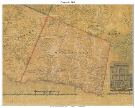 Constantia 1854 Old Town Map With Homeowner Names New York Reprint Genealogy Oswego County Ny Tm