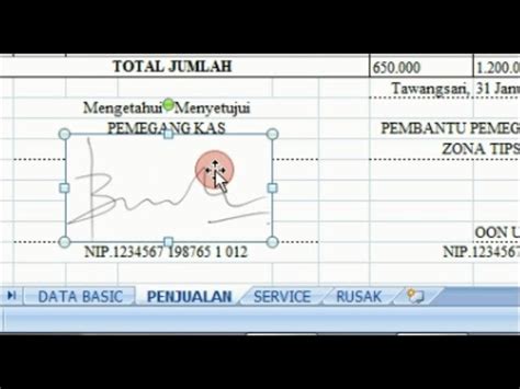 Cara Tanda Tangan Di Excel