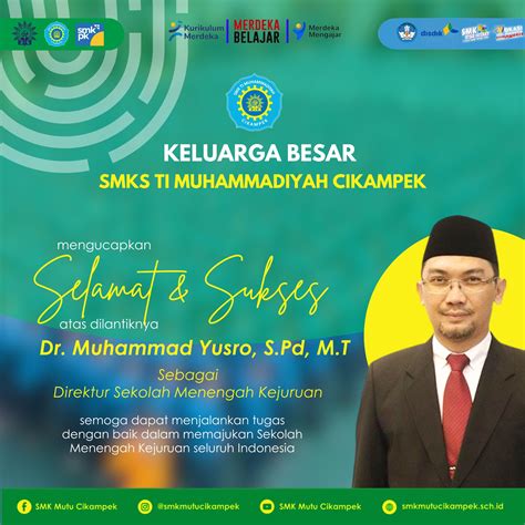 Selamat Dan Sukses Atas Pelantikan Dr Muhammad Yusro S Pd M T