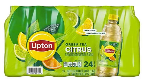 Lipton Green Tea Citrus Flavor Refreshing Iced Tea 24 Pack Of 169 Fl Oz Bottles