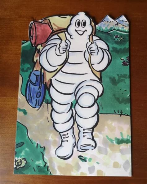 Ancien Vintage Michelin Bibendum En Randonn E Plv Carton Publicitaire