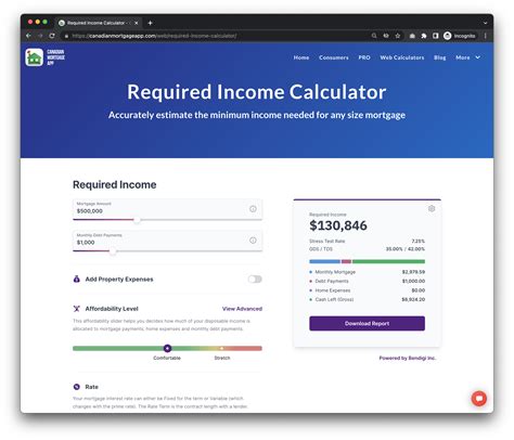 Required Income Calculator - Canadian Mortgage App