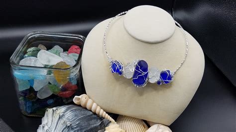 Rare Cobalt Blue Statement Piece Necklace Cobalt Sea Glass Etsy