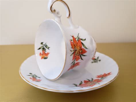 Tiger Lily Queens Fine Bone China Tea Cup And Saucer Etsy