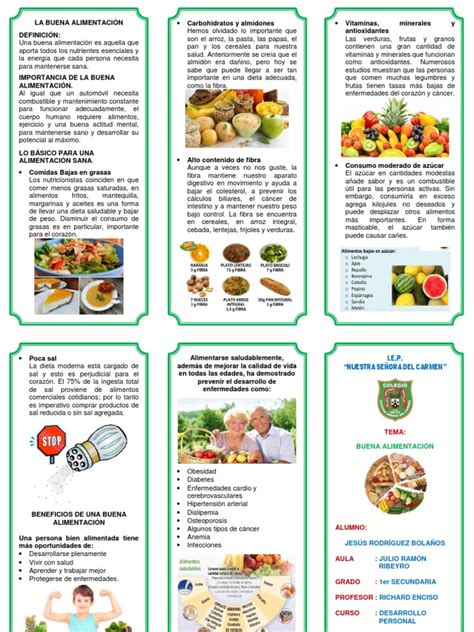 Triptico Buena Alimentacion Pdf Fibra Dietética Dieta Y Nutrición