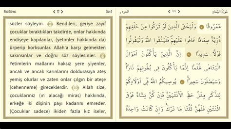 Nisa Sûresi Türkçe Meali ve Arapça Okunuşu nisa türkçe kuran meal