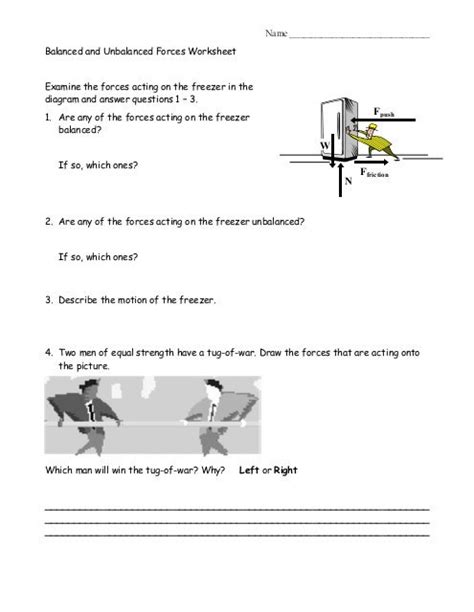 Balanced And Unbalanced Forces Worksheet Free Worksheets Samples