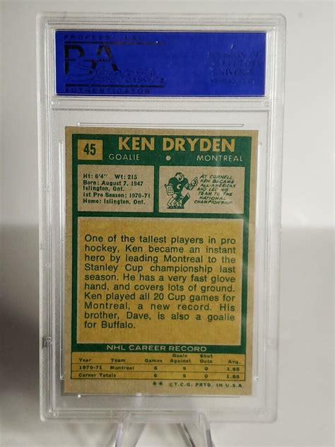 Ken Dryden Rookie Topps In O Pee Chee Holder Psa Psa Error