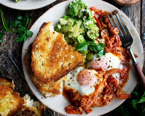 Shakshuka with Feta & Avocado Salad - The Original Dish