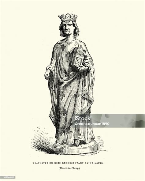 patung raja louis ix  prancis abad  ilustrasi stok