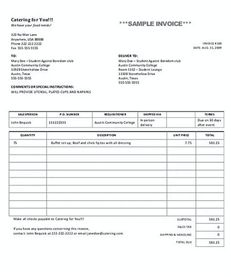 4 Contoh Invoice Catering Makanan Yang Mudah Dibuat Evermos