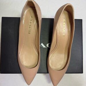 Coach Shoes Coach Pumps Heels Women Nude Leather Pointed Toe Pumps