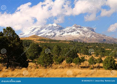 Iztaccihuatl Volcano With Forest Near Puebla City Xi Stock Photo