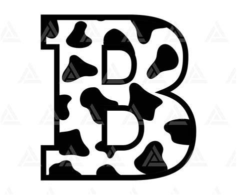 Cow B Letter Monogram Svg Cow Spots Font Svg Cow Alphabet Svg Farmhouse