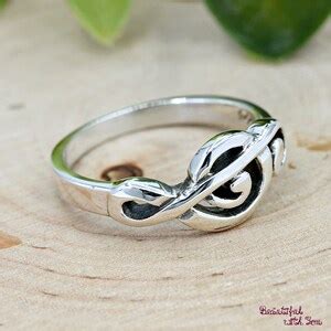 Sideways Treble Clef Musicians Ring Solid 925 Sterling Silver Treble