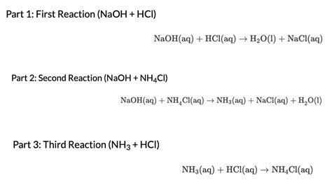 Solved Part First Reaction Naoh Hci Naoh Aq Hcl Aq H O