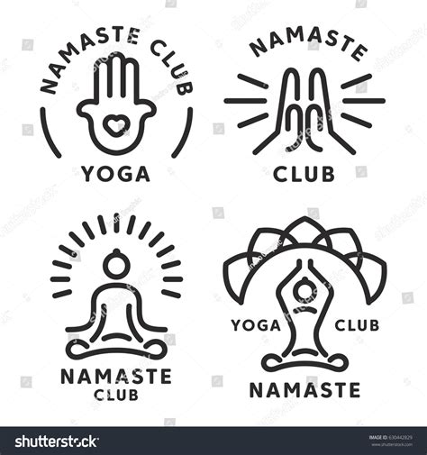 Namaste Yoga Logo Icon Set Stock Vector (Royalty Free) 630442829 ...