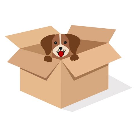 Illustration Of A Cute Puppy In A Box 7120859 Vector Art At Vecteezy