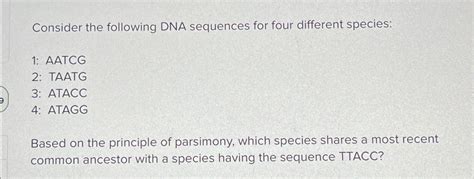 Solved Consider The Following DNA Sequences For Four Chegg