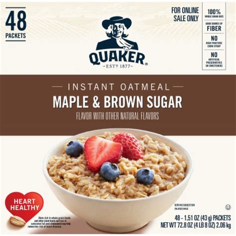 Quaker Instant Maple & Brown Sugar Oatmeal Packets, 48 ct / 1.51 oz ...