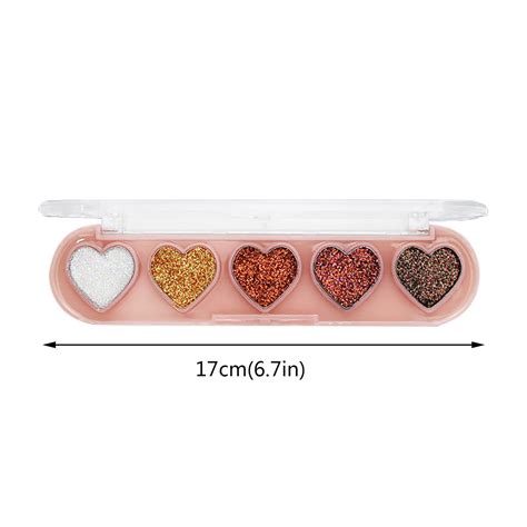 Cbgelrt Glitter Eyeshadow Palette Heart Shaped 4 Shade Pearl Metallic Eye Shadow Sequins Lying