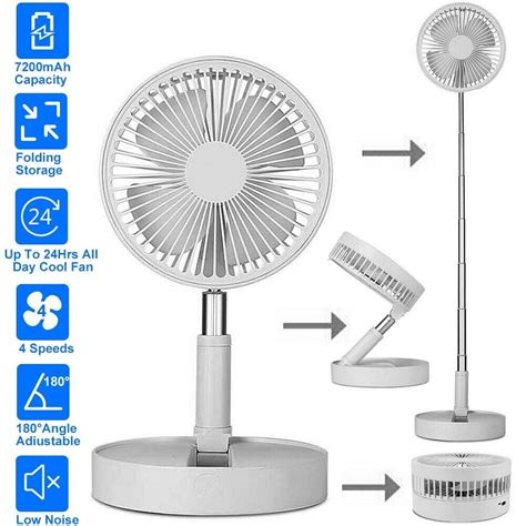 USB Rechargeable Battery Operated Fan for Home White Fan– Adjustable ...