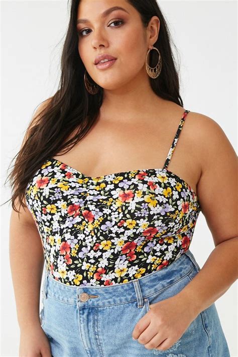 Plus Size Floral Print Bodysuit Forever 21 Floral Print Bodysuit