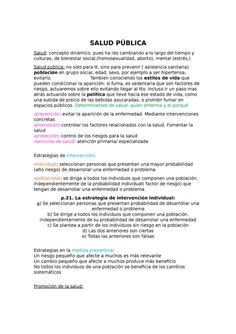 Apuntes Salud Con Preguntas De Exámenes De Cada Tema Incluye