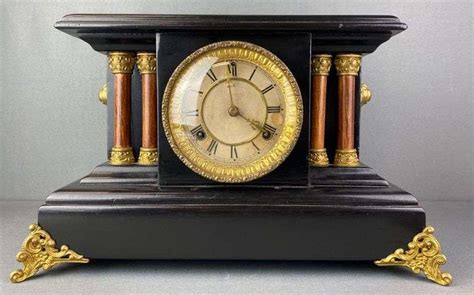 Black Wooden Waterbury Mantel Clock Matthew Bullock Auctioneers