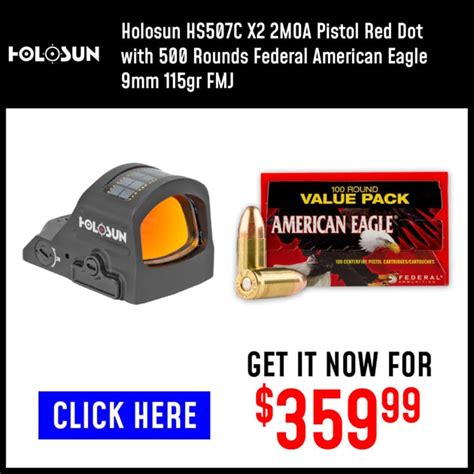 Holosun HS507C X2 2MOA Pistol Red Dot With 500 Rounds Federal American