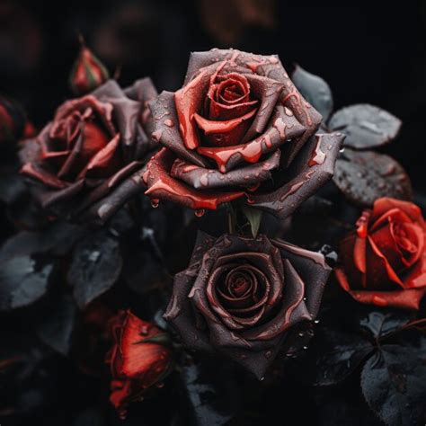 Premium AI Image Three Red Roses With Water Droplets On Them