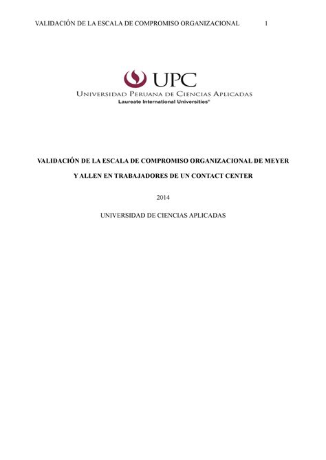 Compromiso Organizacional Cualidades E · Cuestionario De Meyer Y Allen