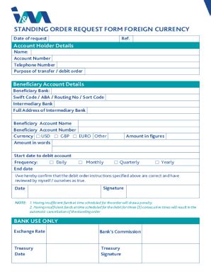 Fillable Online Standing Order Request Form Fcy Dw Fax Email Print