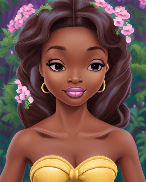 Beautiful Realistic 4k Dark Brown Skin Melanin Girl Dressed As Disney Princess · Creative Fabrica