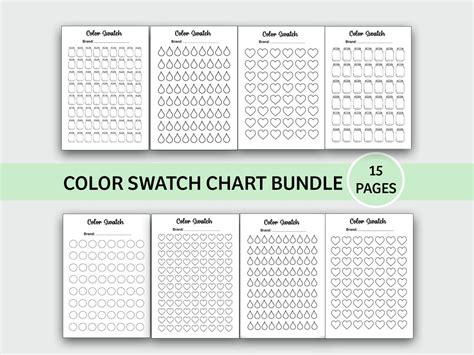 Color Swatch Chart Bundle Printable Blank Color Swatch Journal Ink Swatch 25 50 75 100