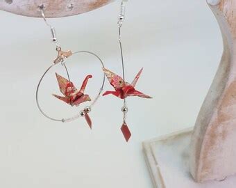 Boucles D Oreilles Origami Asym Triques Cr Ole Et Pendante Papier