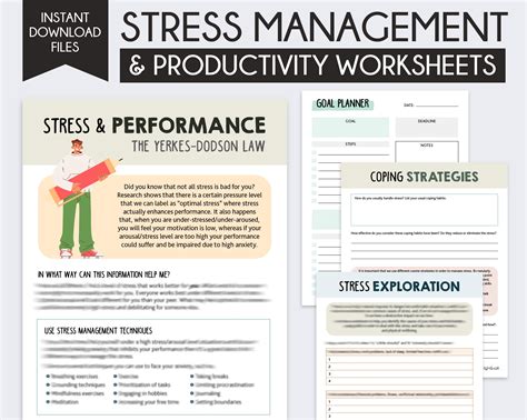 Stress Management Worksheets Anxiety Worksheets Stress Performance Curve Productivity Worksheets