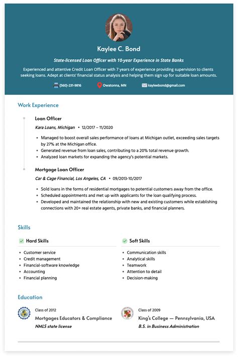 Loan Officer Resume Examples Formats Templates Tips Cakeresume