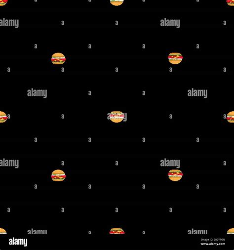 Burger Pixel Art Pattern Seamless Hamburger Pixelated Background Fast