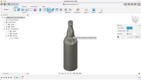 Day 2 Cannot Apply Shell To Beer Bottle In Fusion 360 Pdo Knowledge