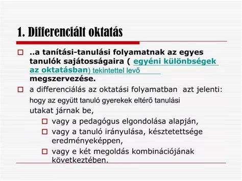 Ppt Differenci Lt Oktat S Felz Rk Ztat S Tehets Ggondoz S