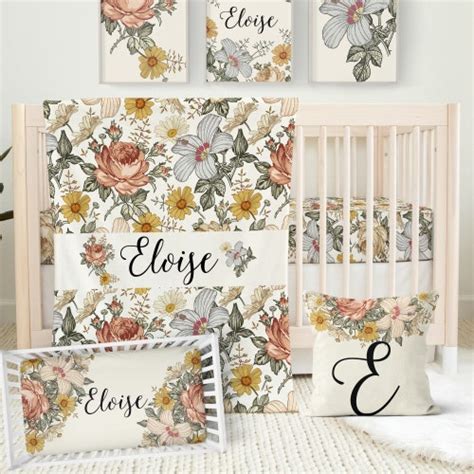 Floral Crib Bedding Set Baby Girl Crib Bedding Personalized - Etsy