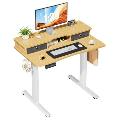 40"L Standing Desk with 2 Storage Drawers and Shelf,Electric Sit Stand ...