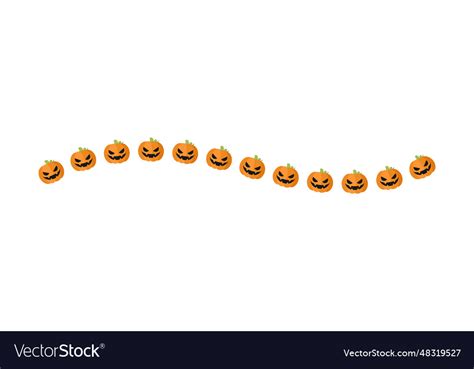 Separator Border Line Of Cute Jack O Lanterns Vector Image