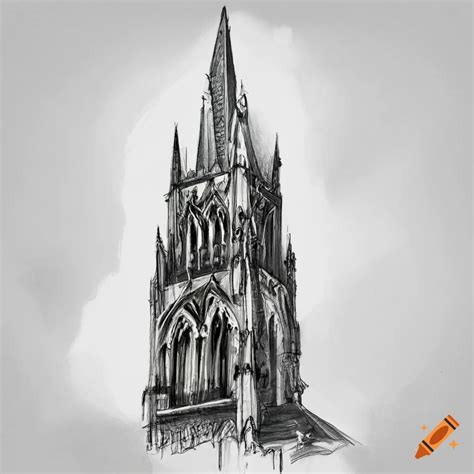 Sketch Of A Gothic Church On Craiyon