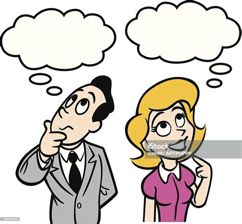 Man And Woman Thinking Stock Vector Art 166008249 Istock