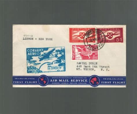 Pan Am Airmail Cover Horta Azores To Mt Vernon New York Usa Ebay