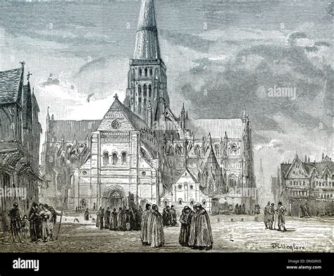 Depiction Of The 14th Century Predecessor Of St Pauls Cathedral A